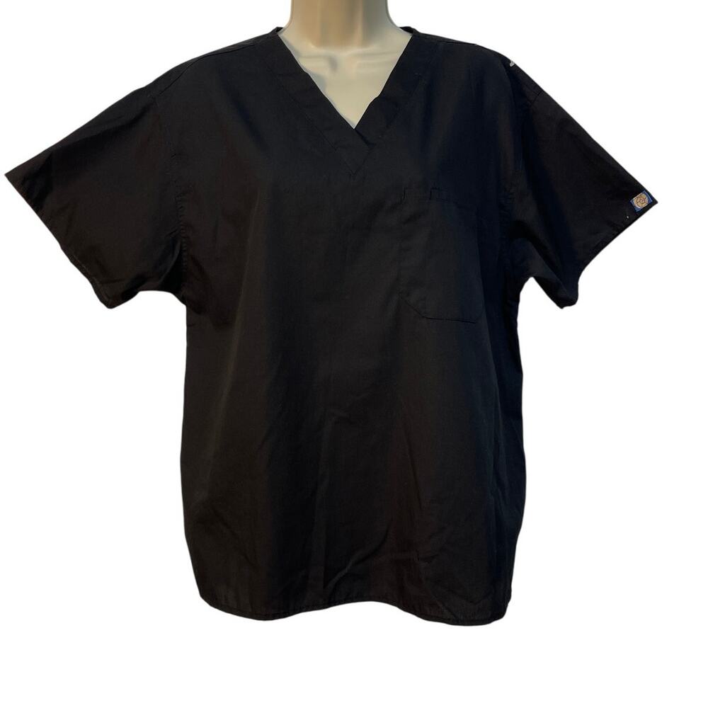 Sanibel Works Women's Short Sleeve V-Neck Black Scrub Top Size M